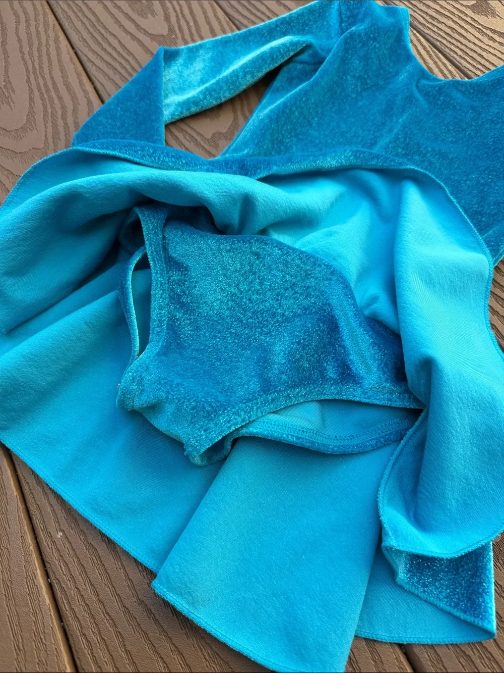 Mondor blue velvet look sparkle dance wear SZ 4-6